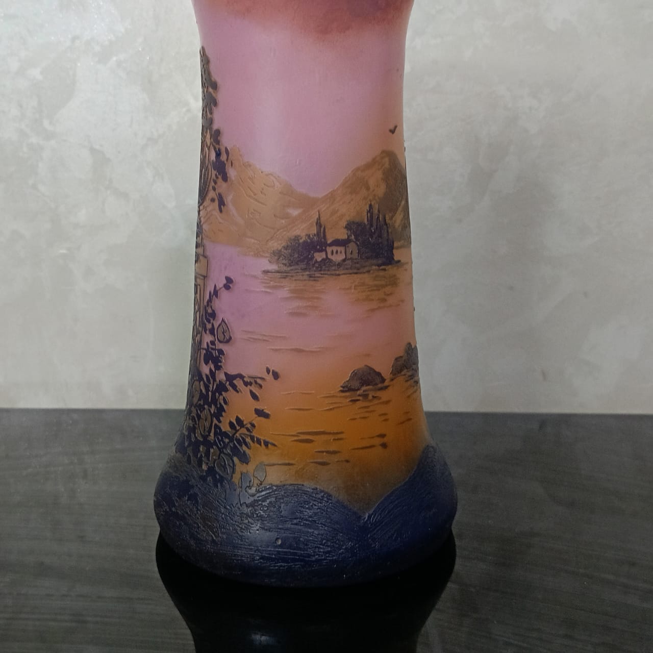 Ancien vase pêtte de verre rare vintage original signé