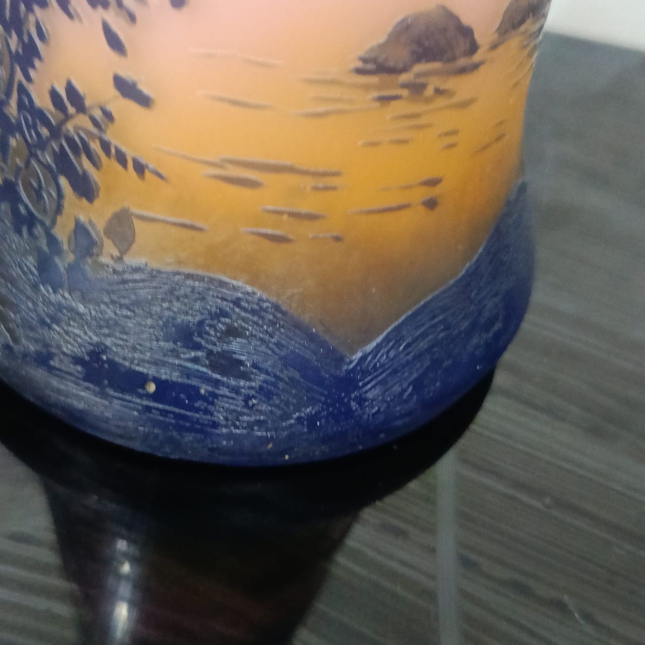 Ancien vase pêtte de verre rare vintage original signé