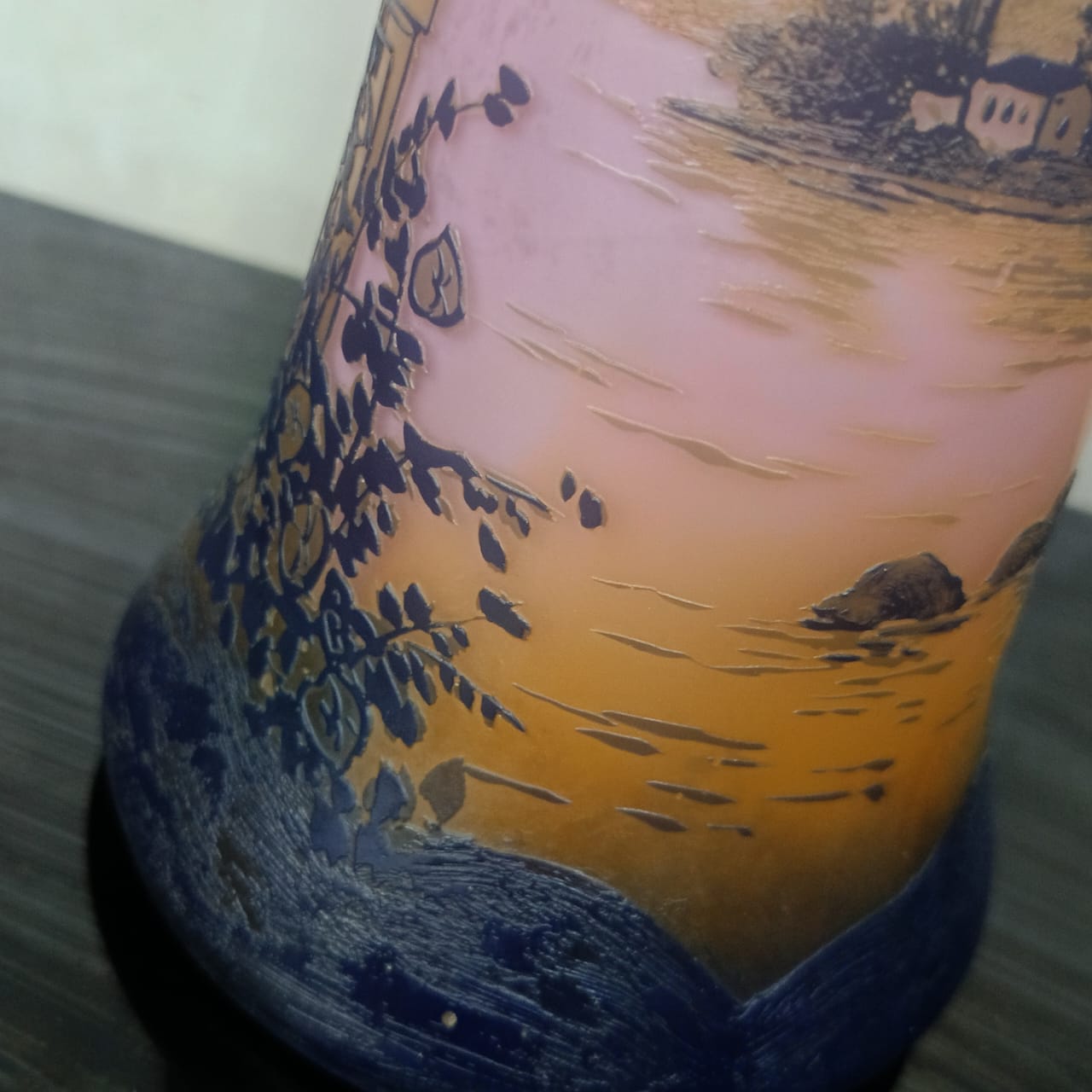 Ancien vase pêtte de verre rare vintage original signé