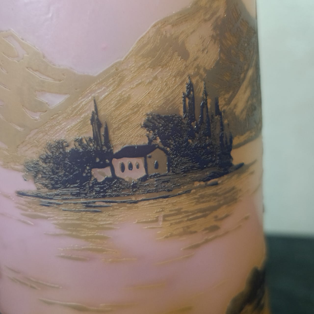 Ancien vase pêtte de verre rare vintage original signé