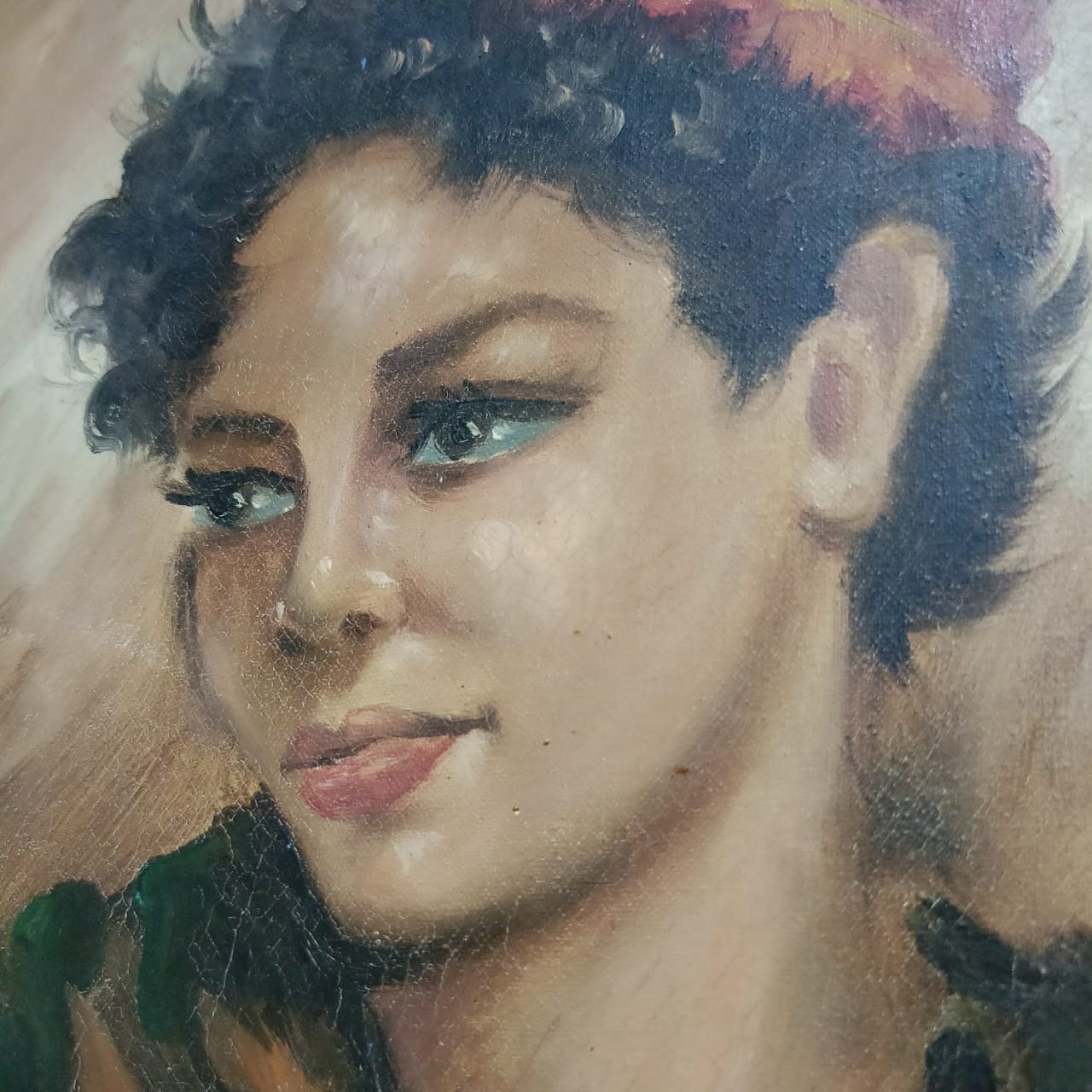 Ancien tableau vintage original huile sur toile signée
