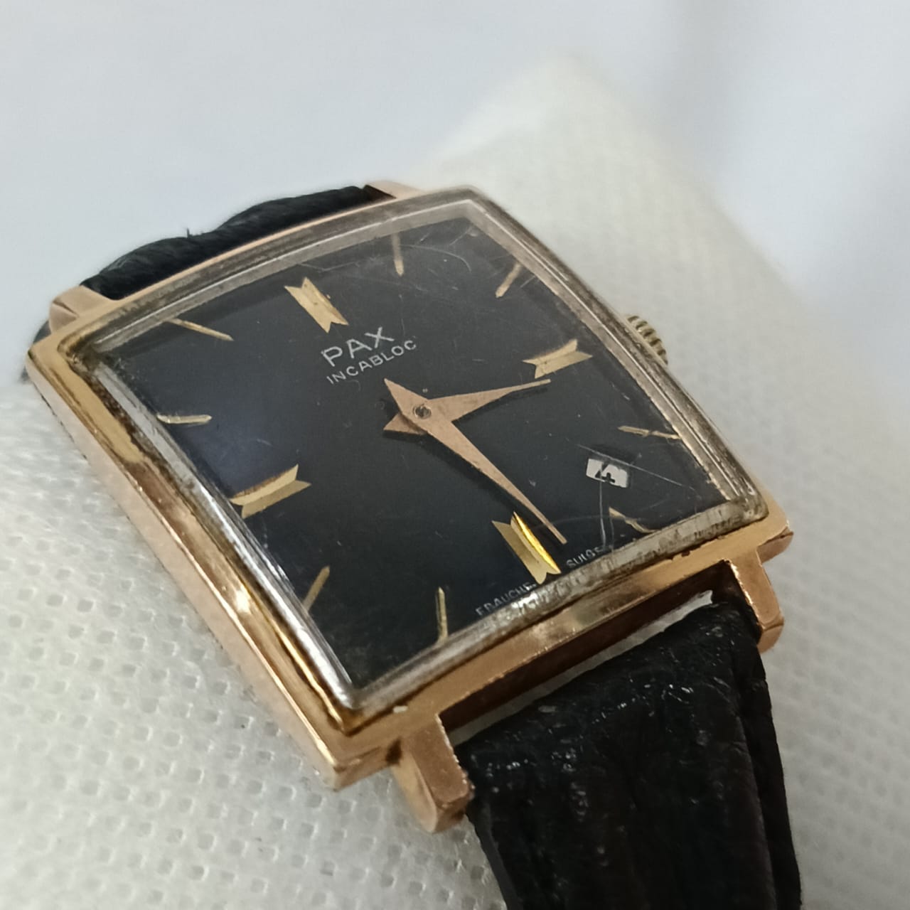 Montre pax mécanique vintage en plaqué or rose