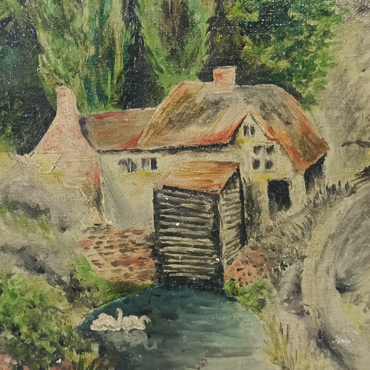 Ancien tableau vintage original sur toile signée