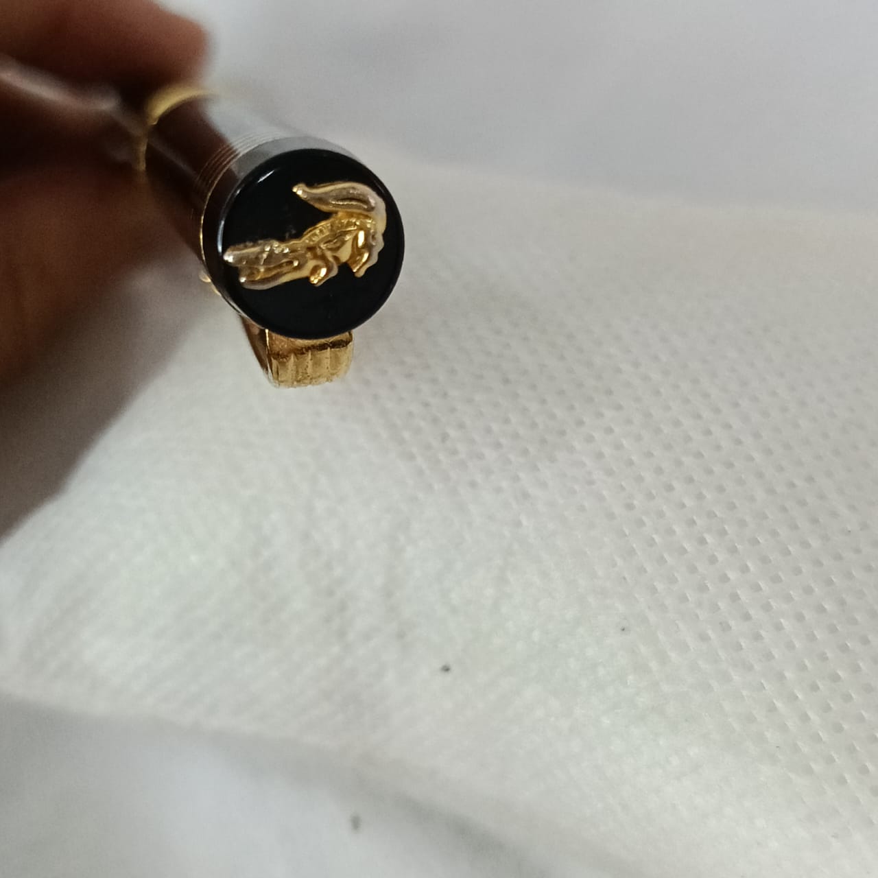 Stylo plume croco plaqué or vintage original