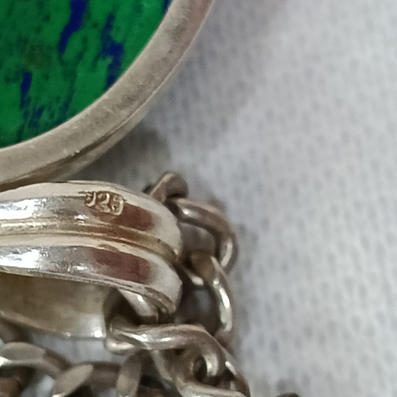 سلسلة فضة 925 بحجر فيروز طبيعي