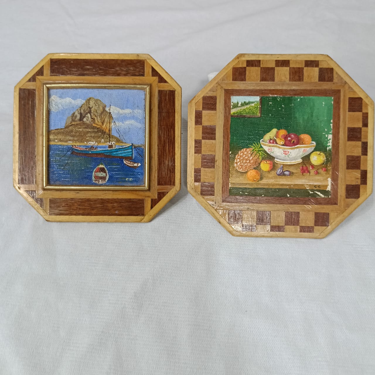 Paire de tableau vintage original signé sur panneau