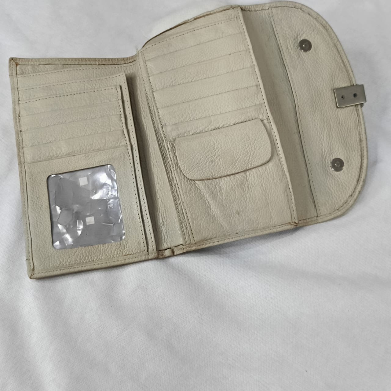 Portefeuille prune en cuir femme original ancien