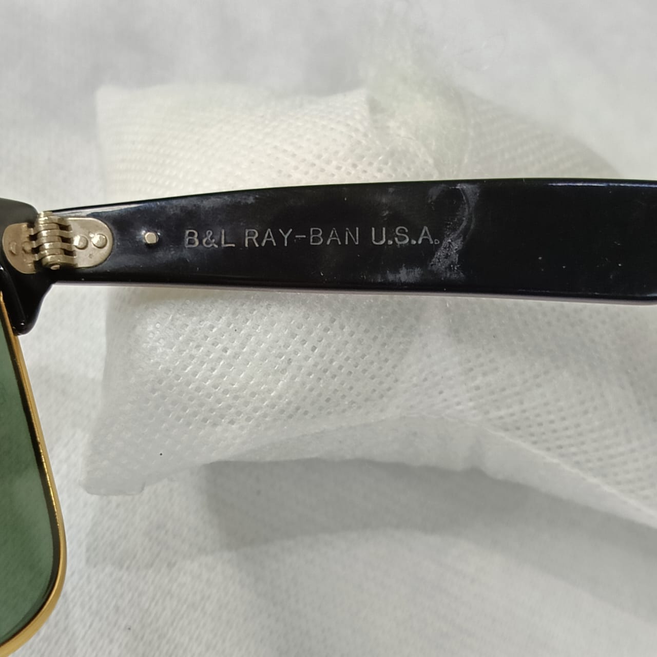 Lunettes de soleil Ray-Ban B&L Wayfarer Max II W1272 monture or ébène verres G-1