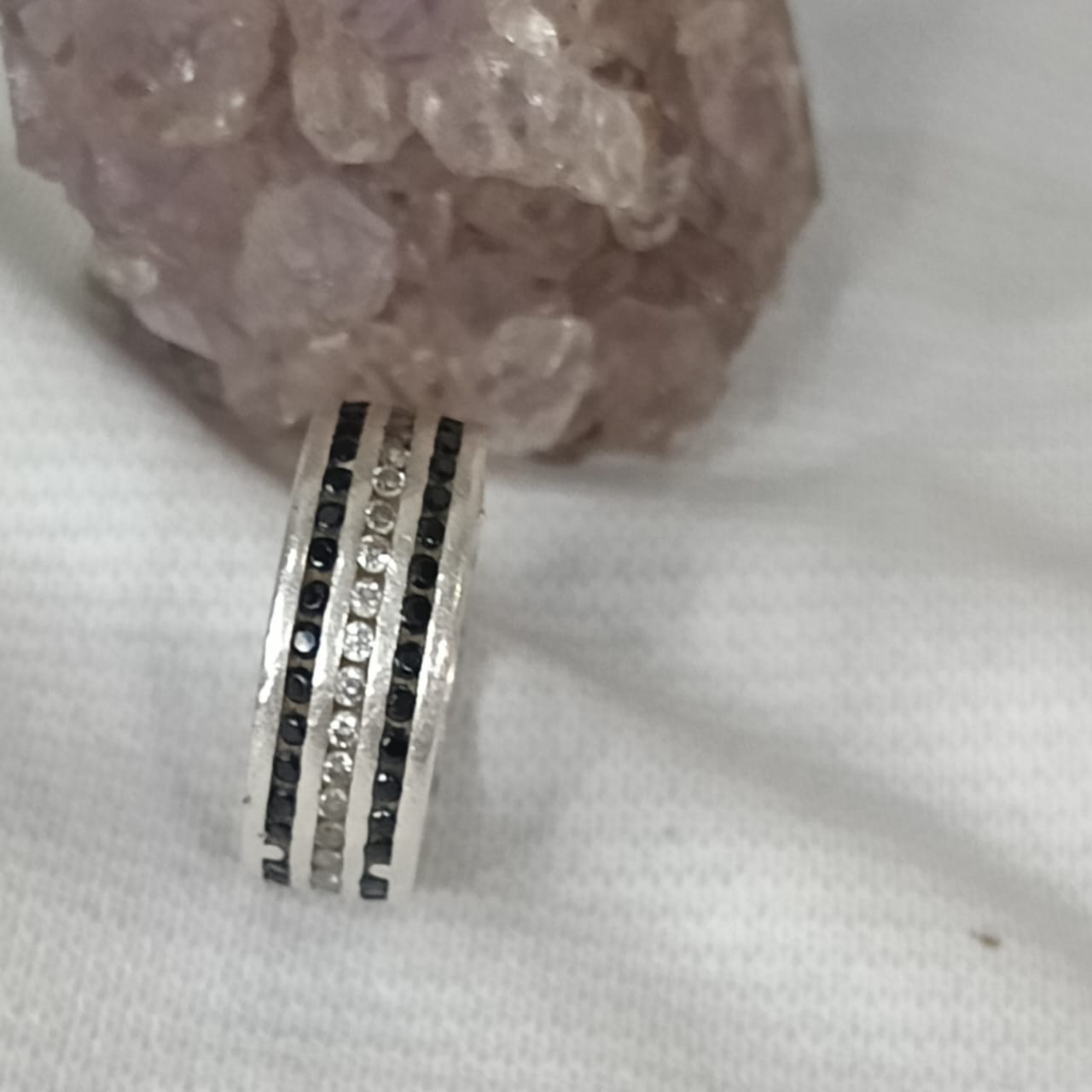 خاتم نسائي فضة مرصع بالأحجار كريمة
