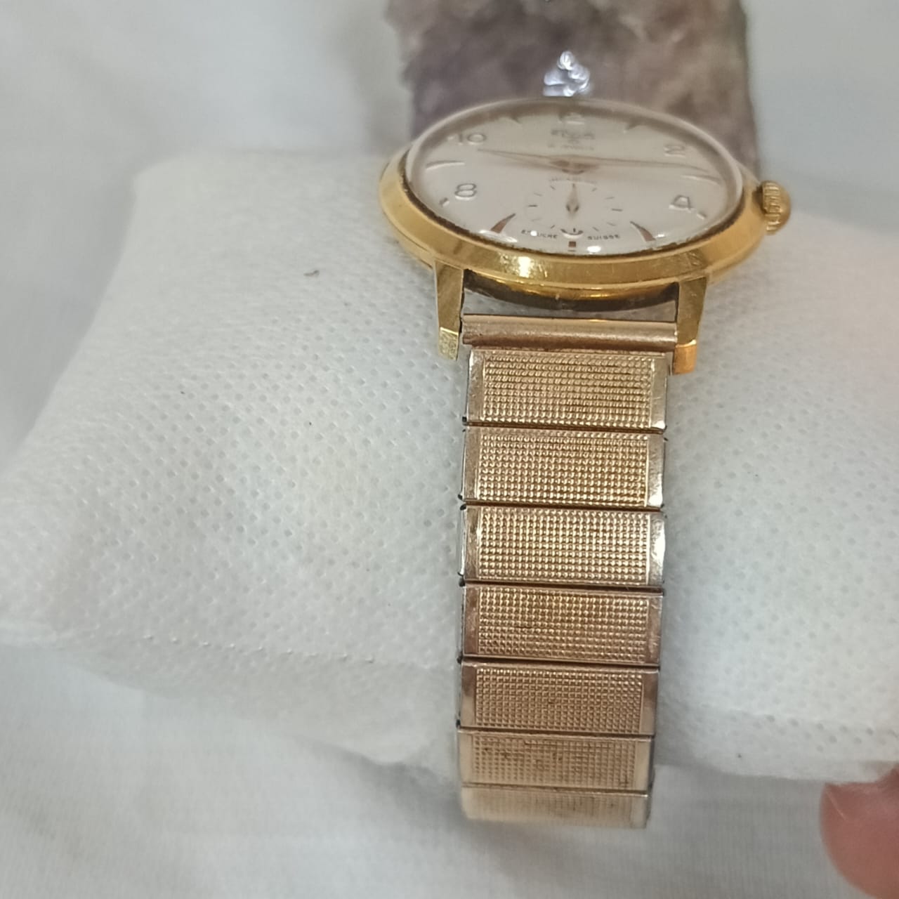 Montre elvia mécanique vintage en plaqué or 38mm