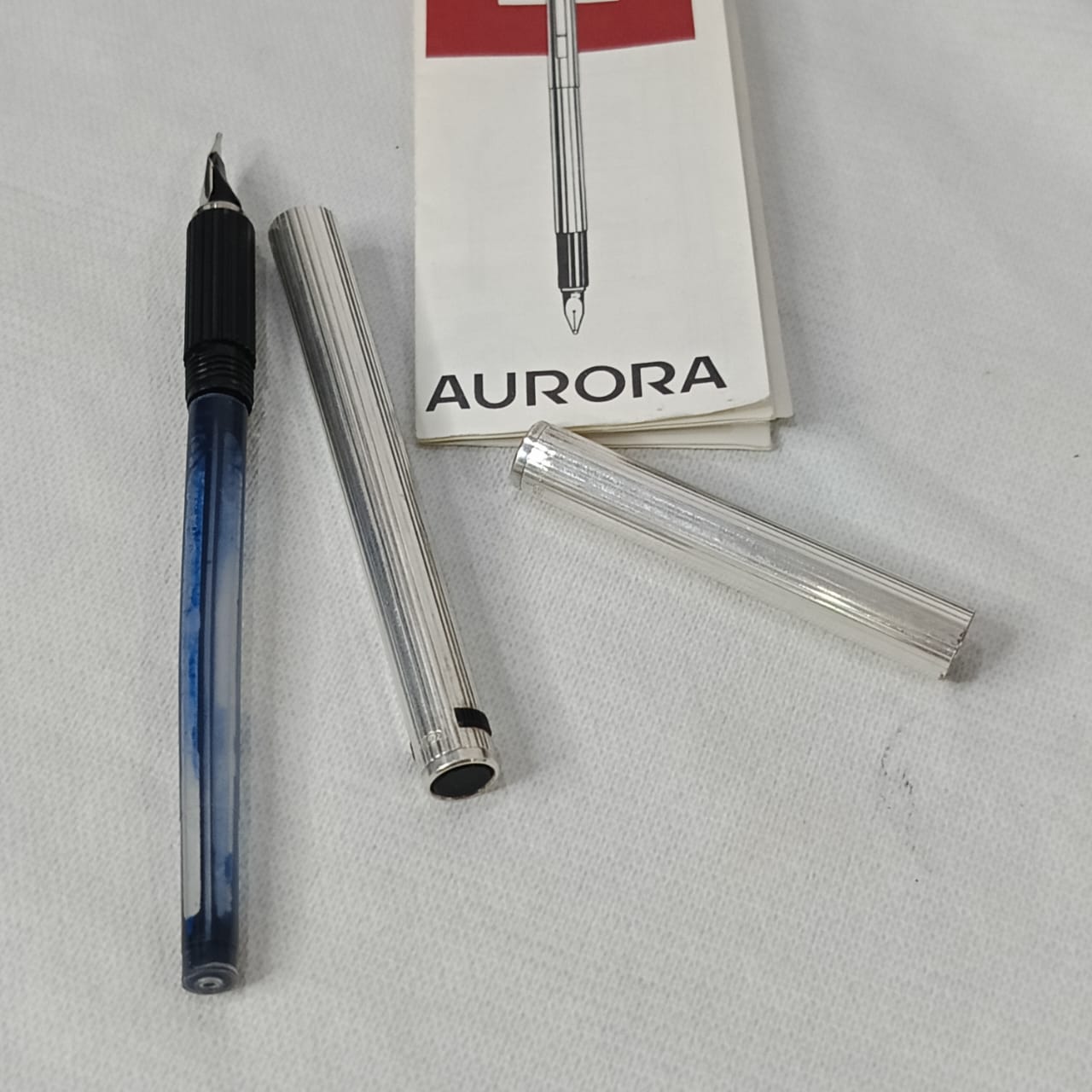 Stylo plume Aurora argent et or 14k