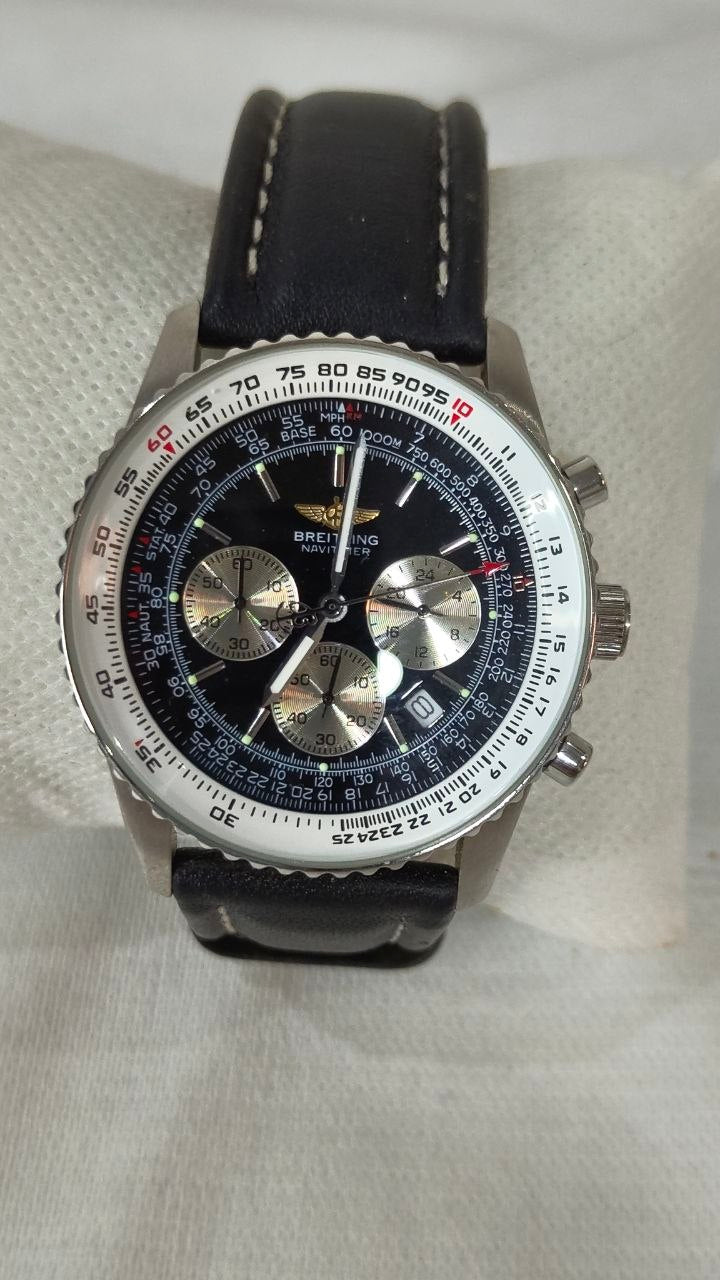 Montre Breitling quartz chronographe bracelet en cuir