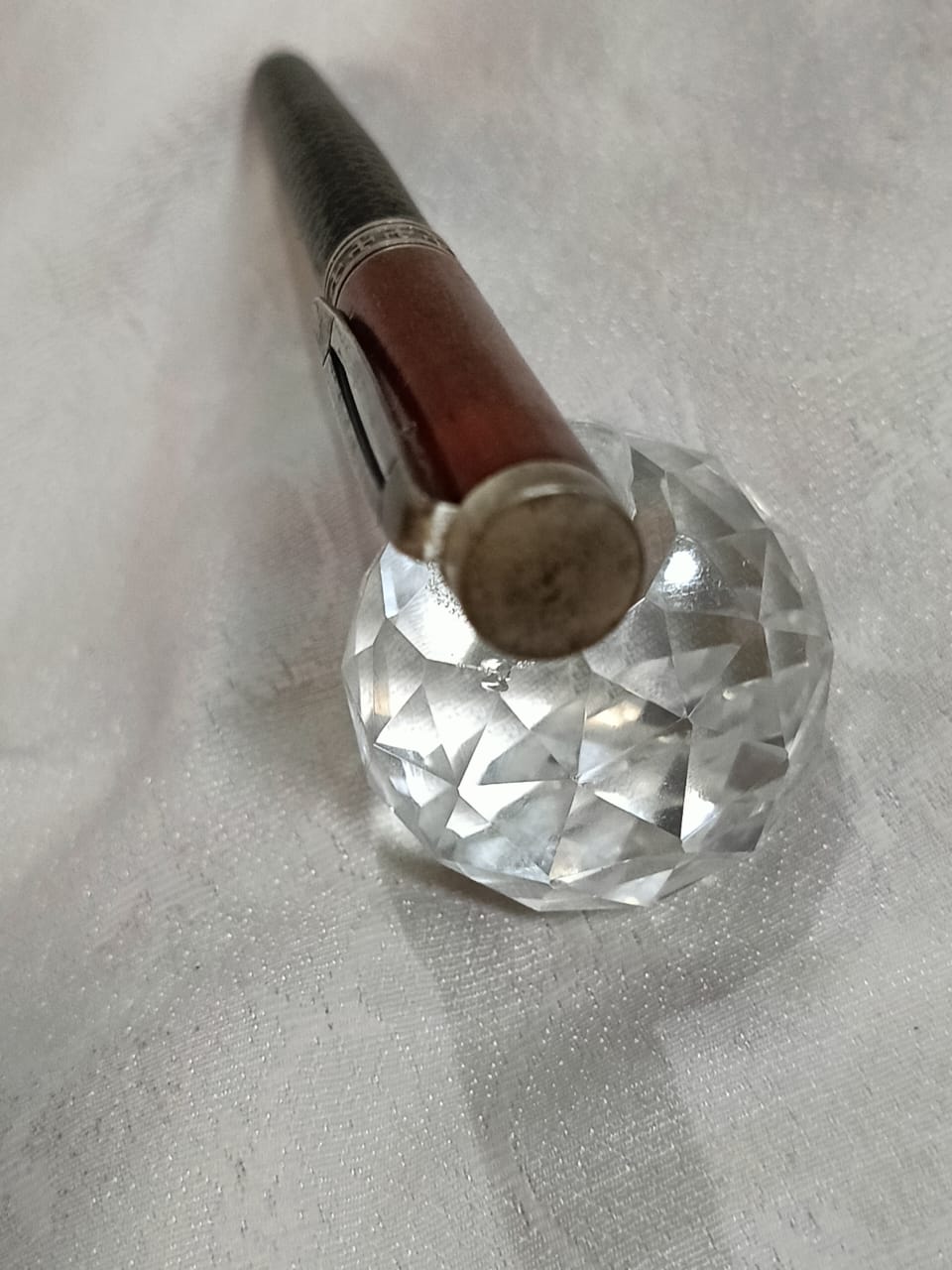 Stylo plume cuire et argent