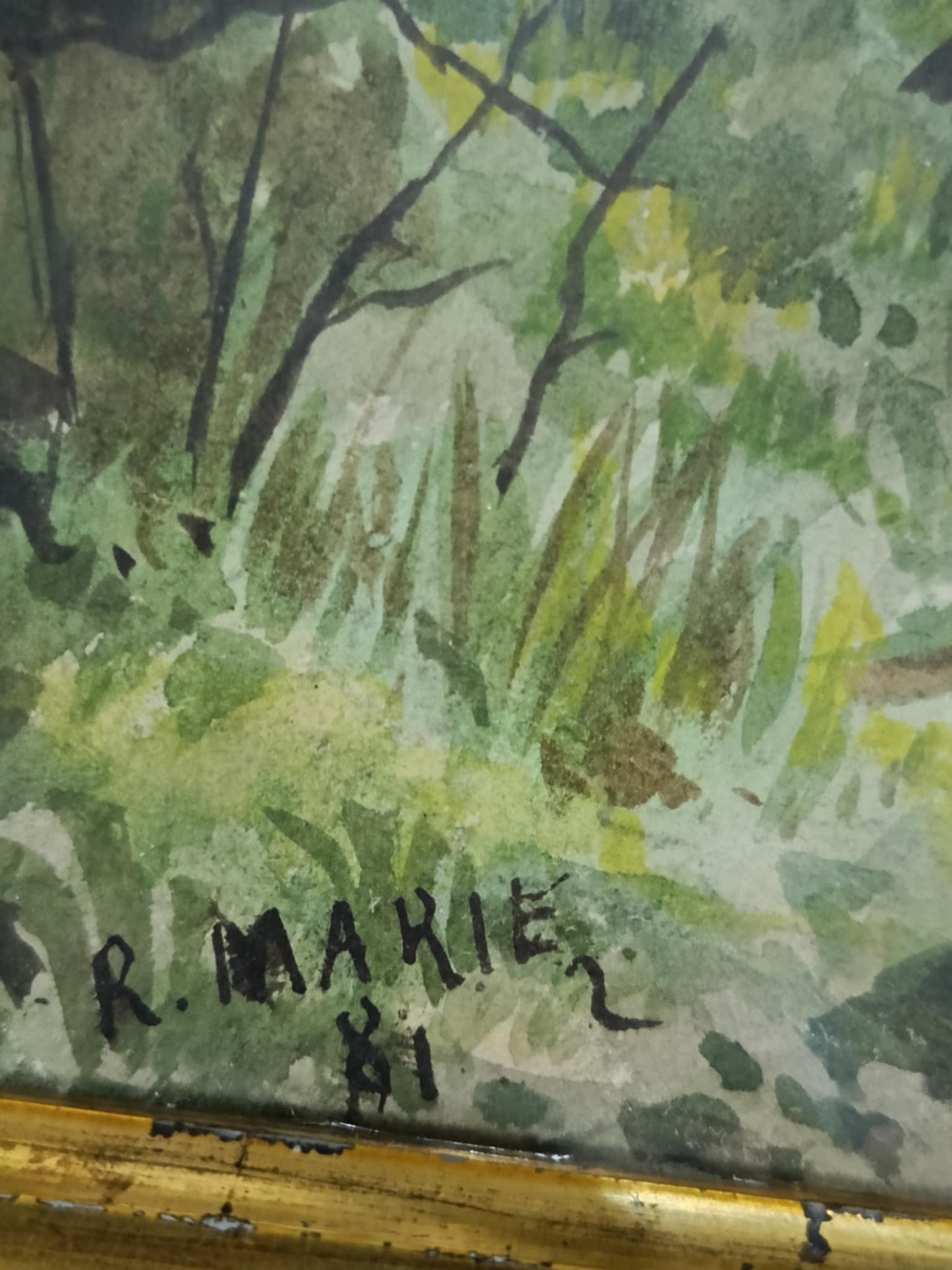 Ancien tableau original signé aquarelle  50cm/35cm