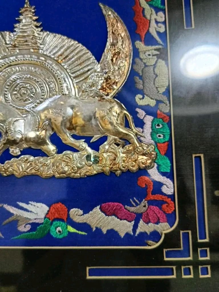 طابلو أصلي من فضة وحرير 35cm/35cm