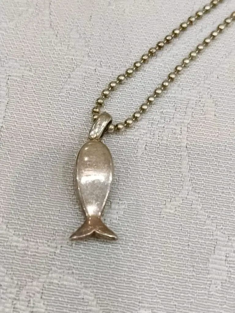 سلسلة فضة وحجر عين الهر طولها 22cm