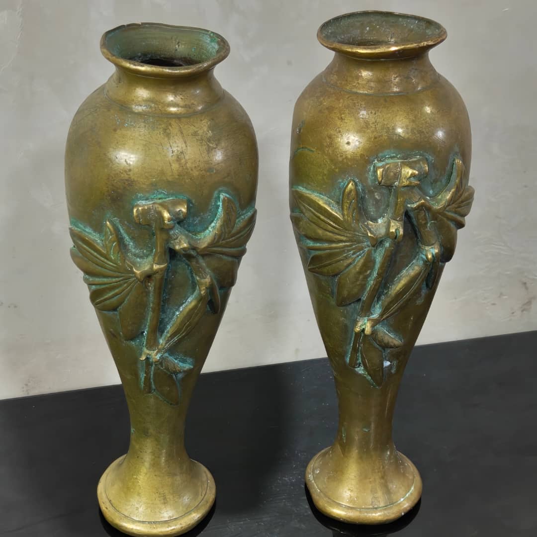 Paires vase en bronze rare 
26cm