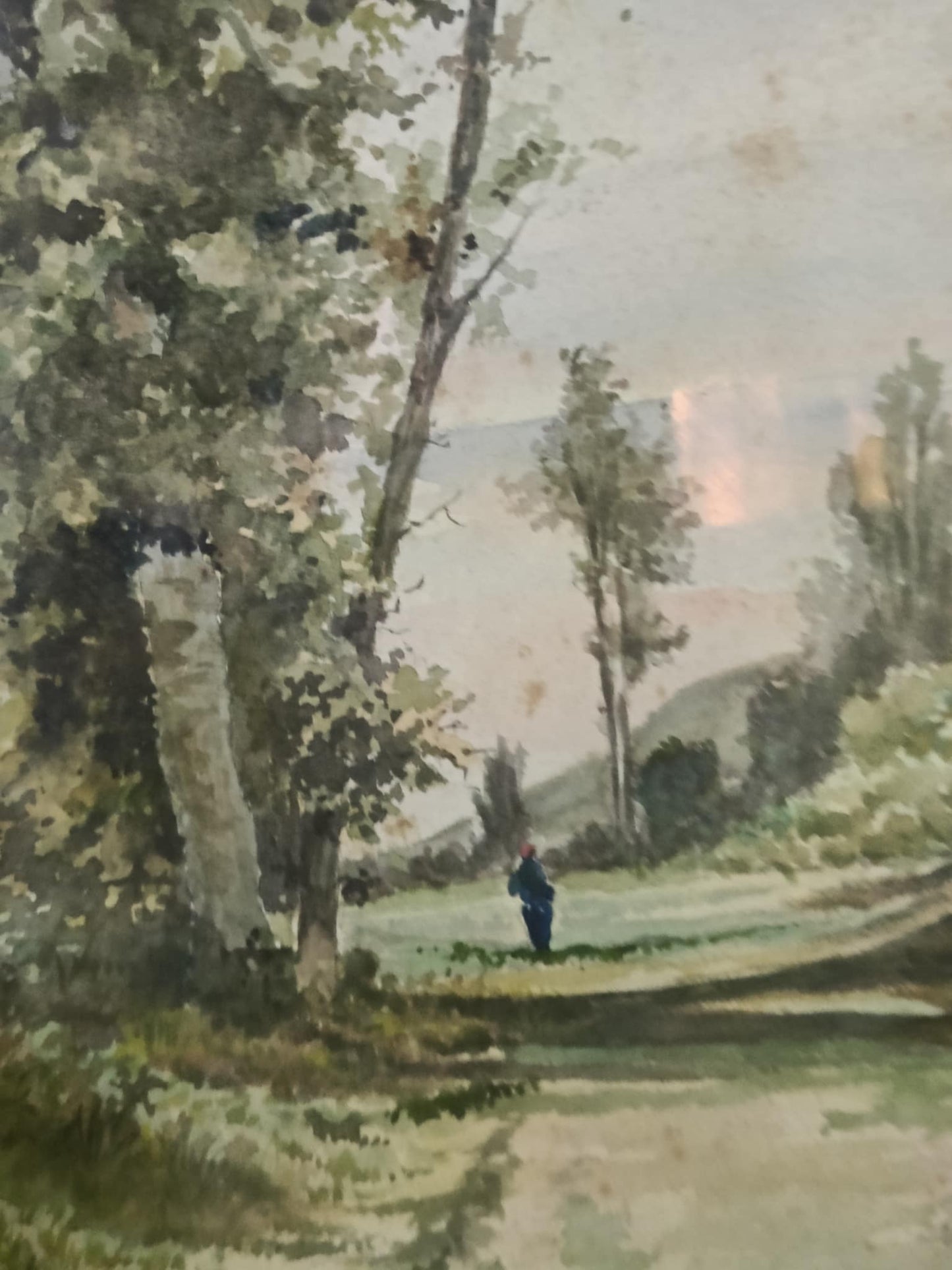 Ancien tableau original signé aquarelle  50cm/35cm