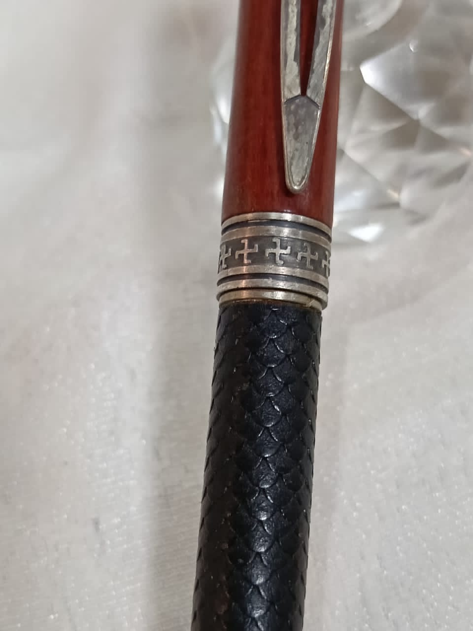 Stylo plume cuire et argent