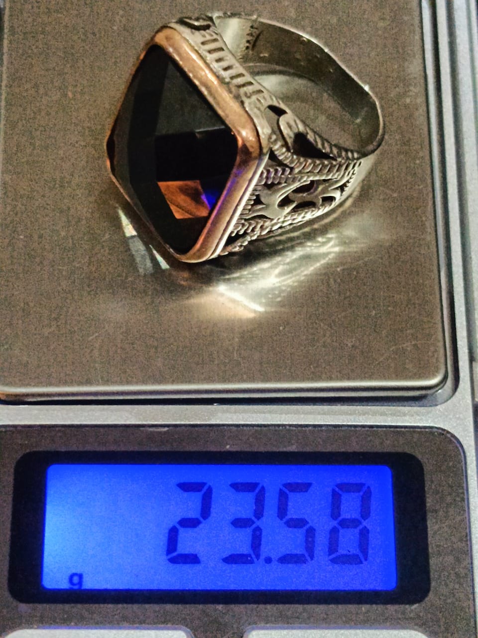 خاتم فضة بحجر أونيكس