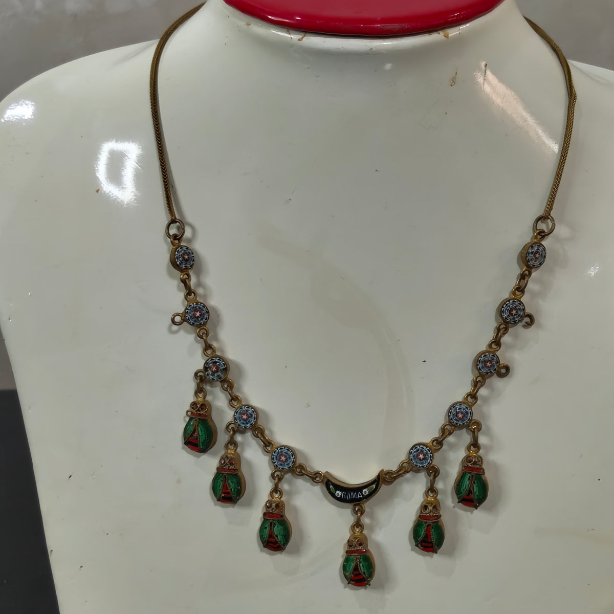 Ancien collier mosaïque 
طول مغلق 18cm
