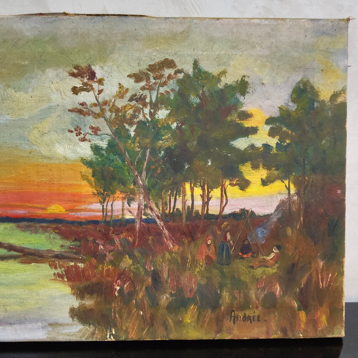 Ancien tableau original signé sur toil
46/30cm