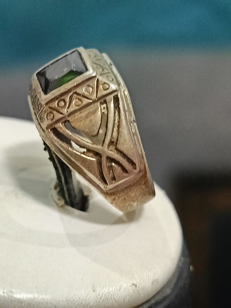 خاتم فضة بحجر طبيعي