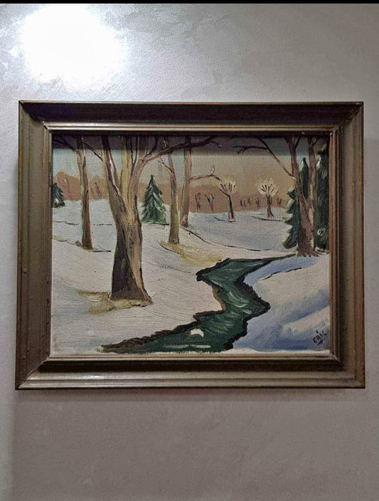 Ancien tableau original signé sur panneau 45cm/35cm
