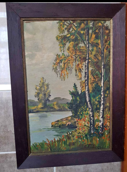 Ancien tableau original signé sur toile 45cm/30cm