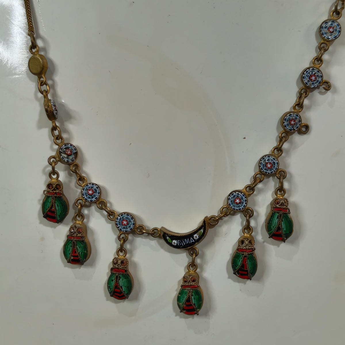 Ancien collier mosaïque 
طول مغلق 18cm