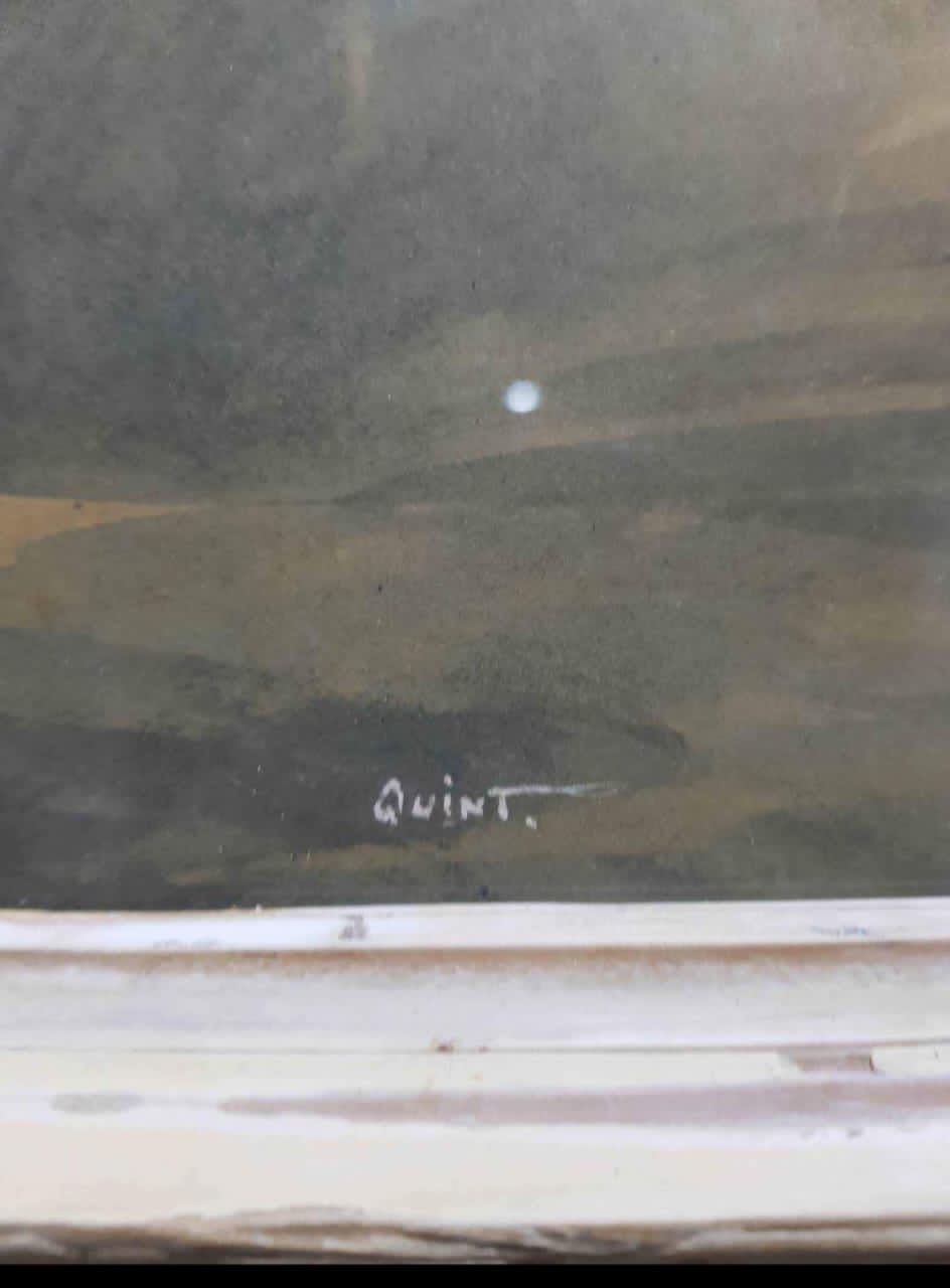 Ancien tableau original signé sur carton 35c30cm