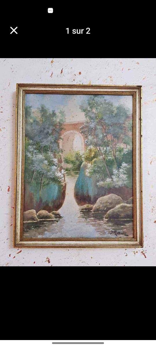 Ancien tableau original signé aquarelle 40cm/25cm