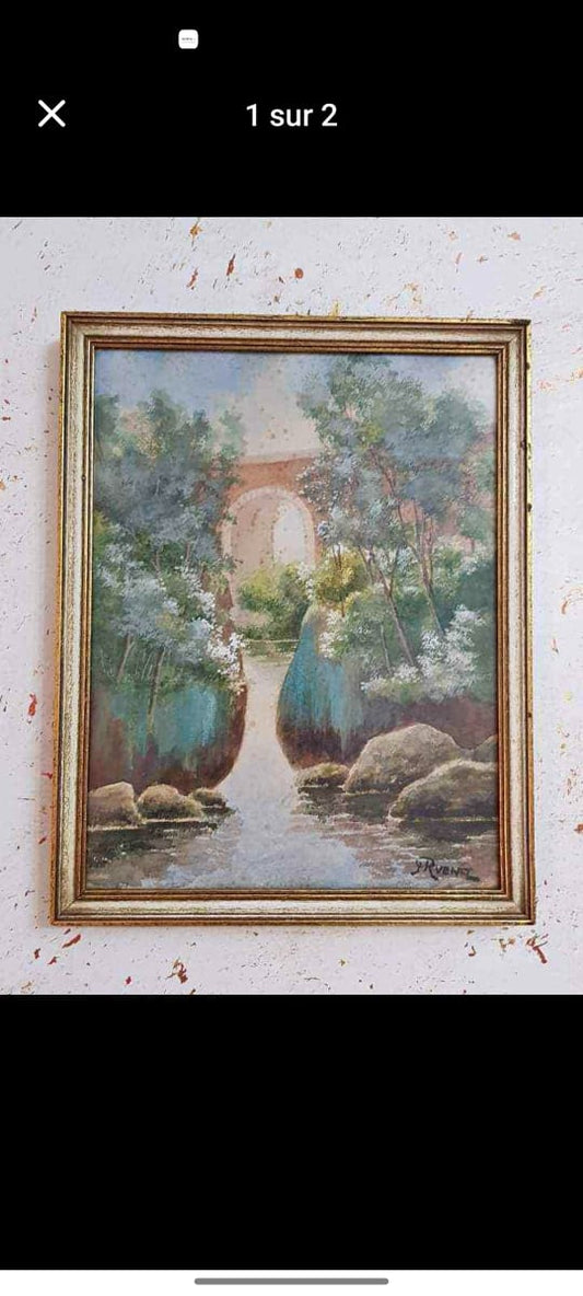 Ancien tableau original signé aquarelle 40cm/25cm