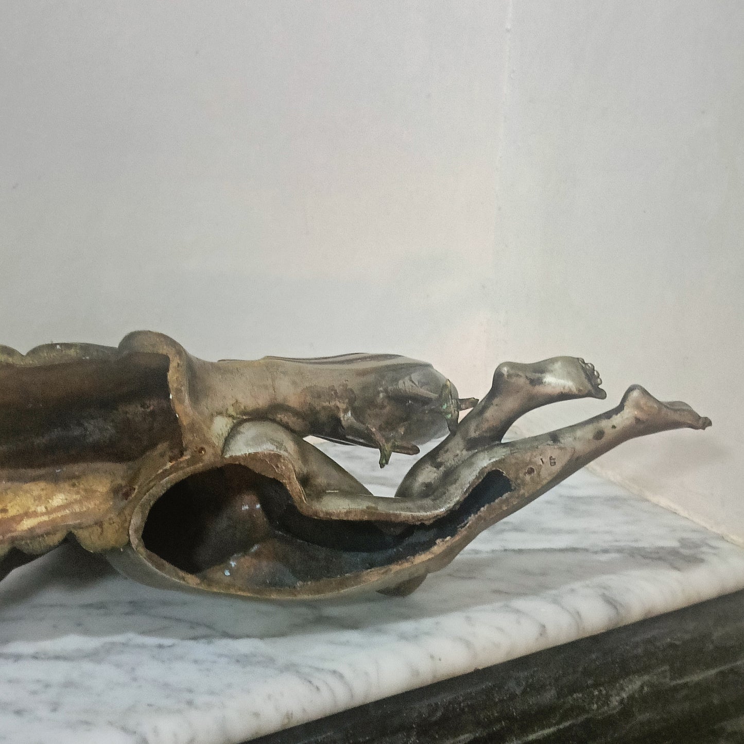 Ancien statut en bronze rare vintage original signé