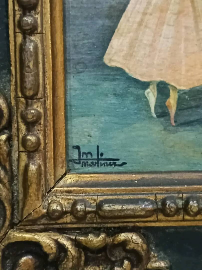 Ancien tableau original signé par jean martin 12cm/14cm