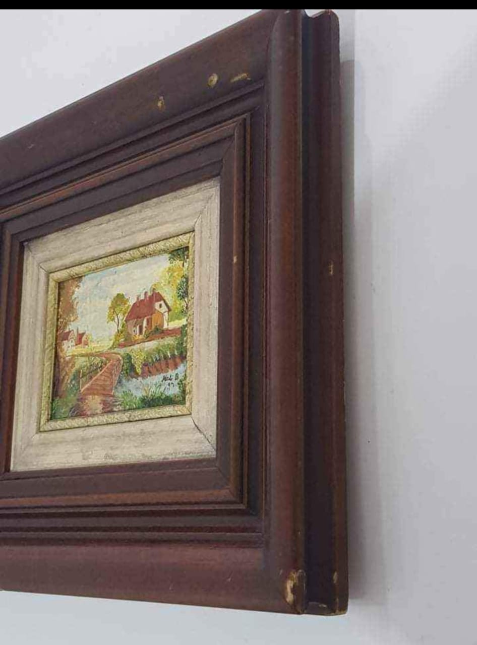 Ancien tableau original signé 
على قماش 35cm/35cm