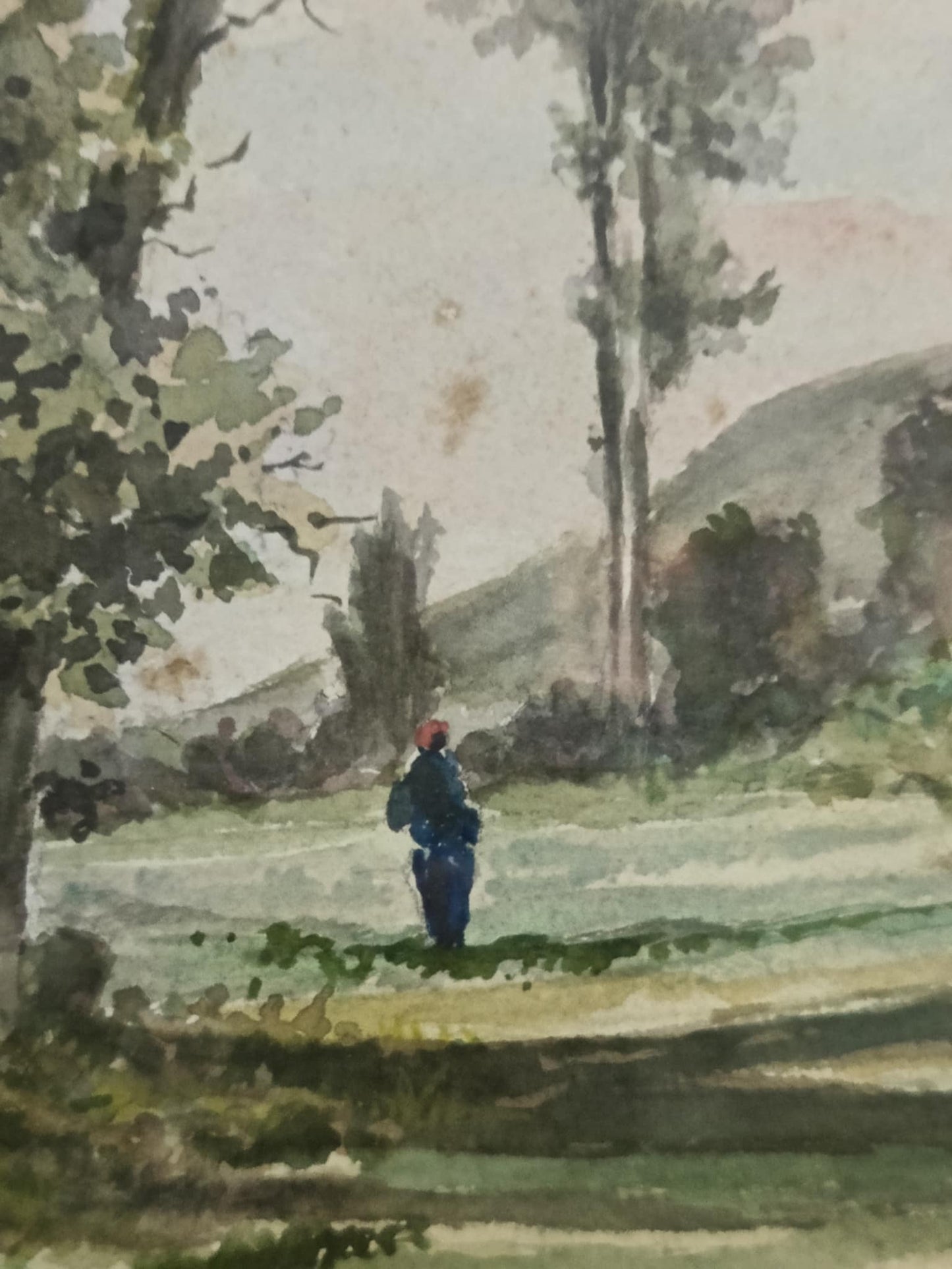 Ancien tableau original signé aquarelle  50cm/35cm