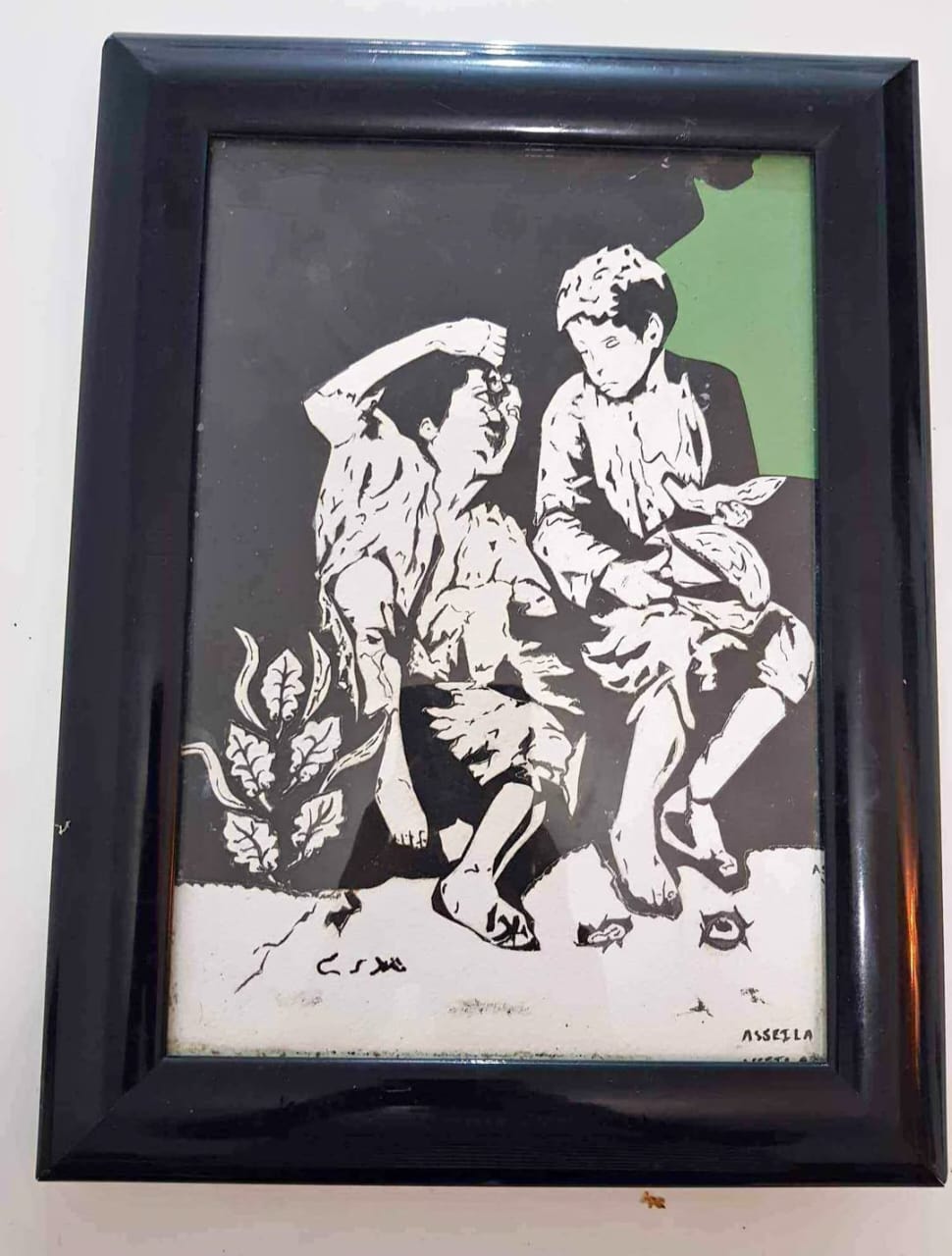 Tableau original signé déssin sur papier 30cm/25cm