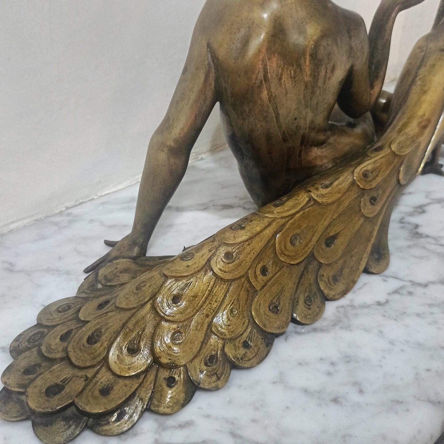Ancien statut en bronze rare vintage original signé