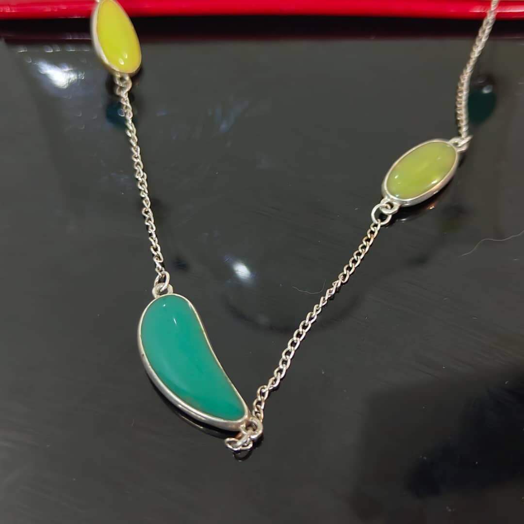 سلسلة فضة طويلة بالعقيق
طول مغلق 36cm