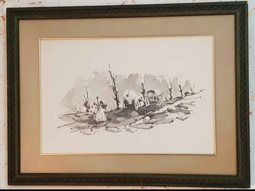 Ancien tableau original signé aquarelle sur papier 28cm/24cm