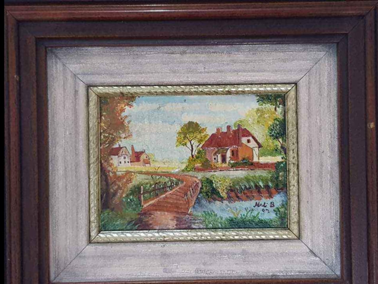 Ancien tableau original signé 
على قماش 35cm/35cm