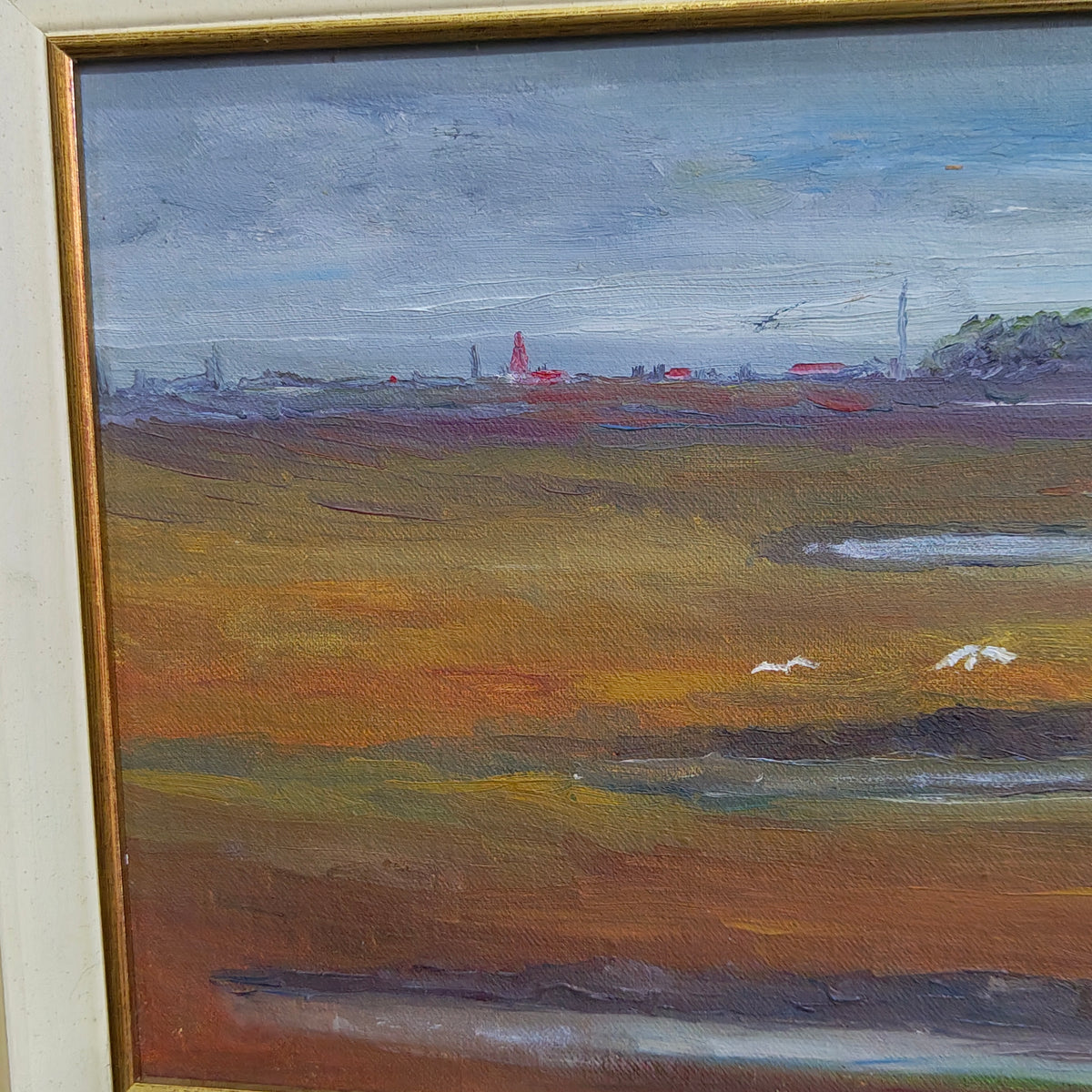 Ancien tableau original signé sur panneau 
46/40cm