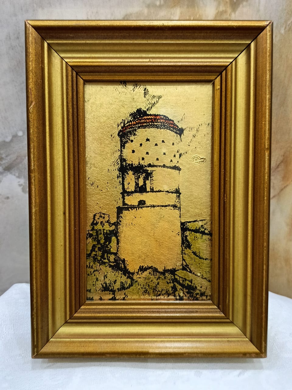 طابلو أصلي مرسوم على ورق الذهب ومختوم 18cm/13cm