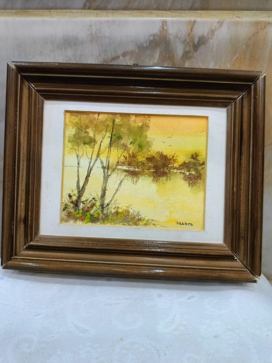 Ancien tableau original signé sur papier 21cm/17cm