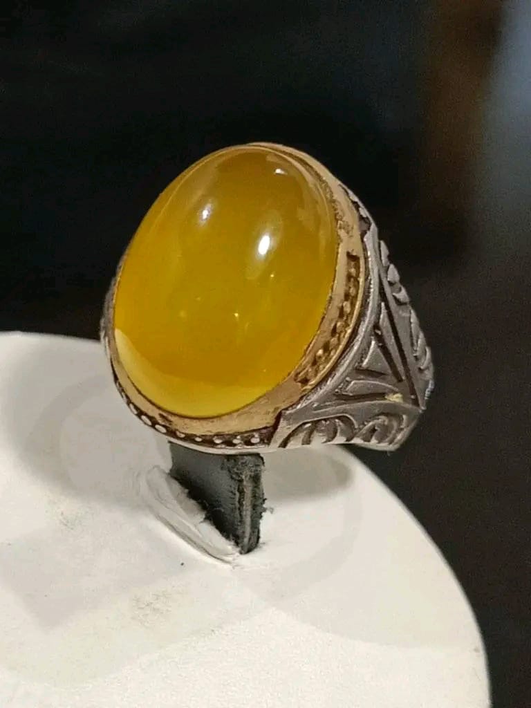 خاتم فضة بحجر عقيق