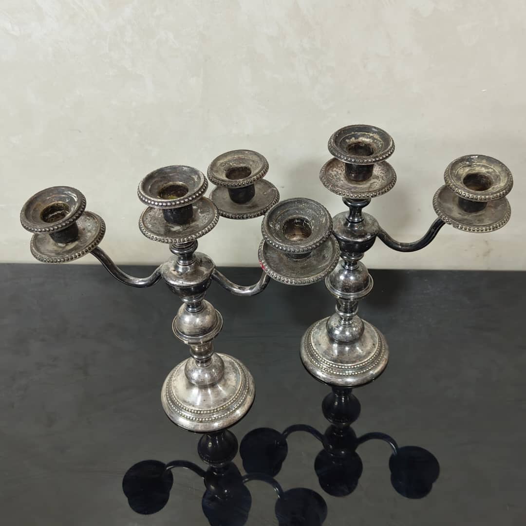 شمعدان تغليف فضة سميك تحفة 
25/25cm