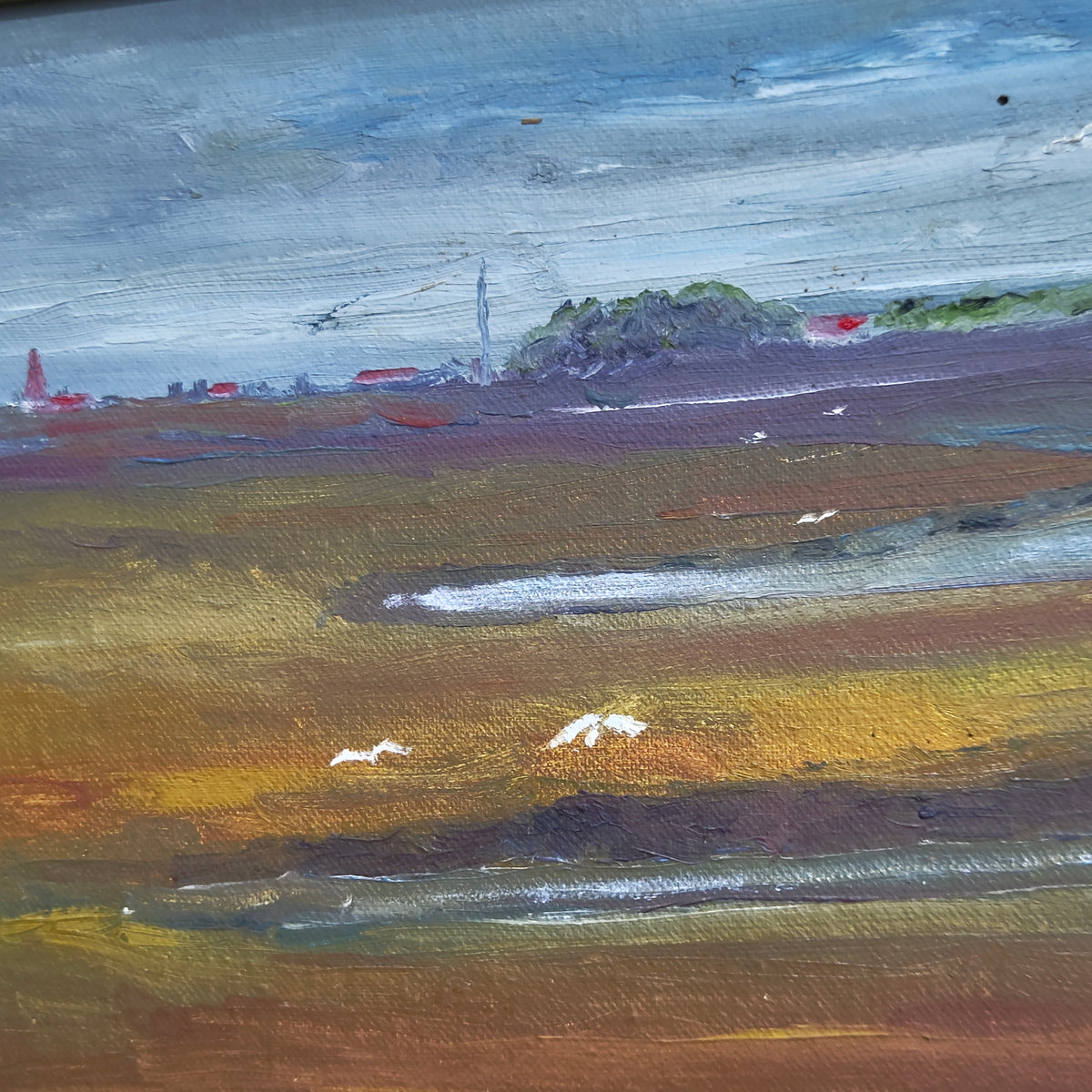 Ancien tableau original signé sur panneau 
46/40cm