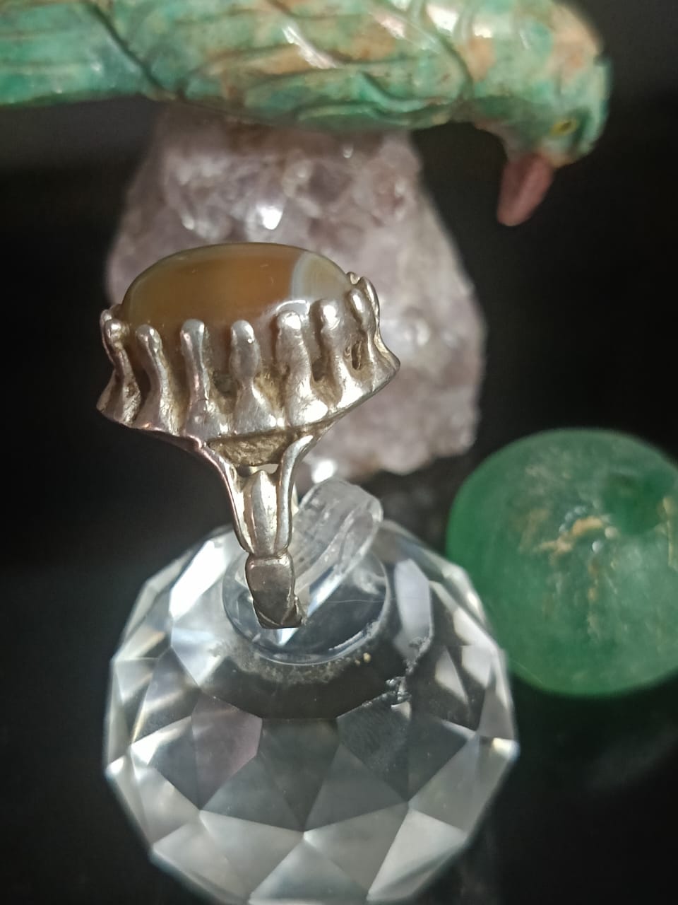 خاتم فضة بحجر عقيق سليماني.
