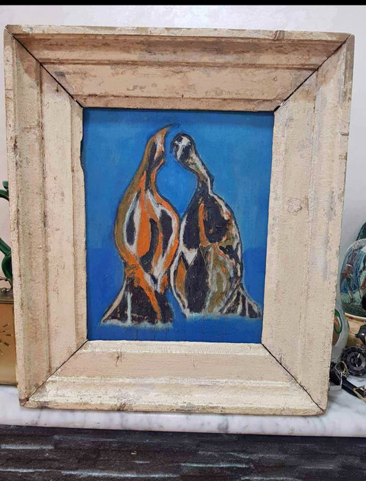 Ancien tableau original signé sur panneau 45cm/30cm